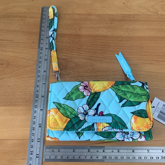 Vera Bradley RFID Protect Smartphone Wristlet Teal Yellow "Lemon Grove"  NEW - Picture 4 of 11